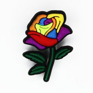 Rainbow Rose Croc Charm